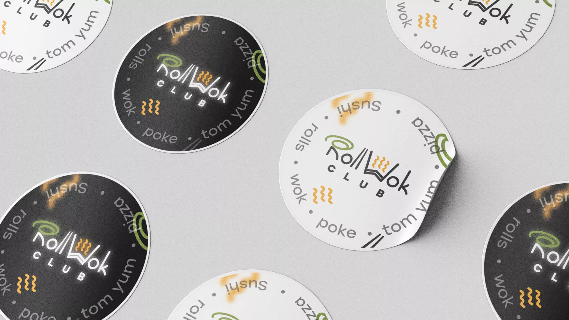 Разработка наклеек для суши-бара «Roll Wok Club» в Артёмовске